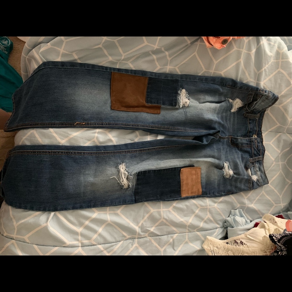 patched jean pants